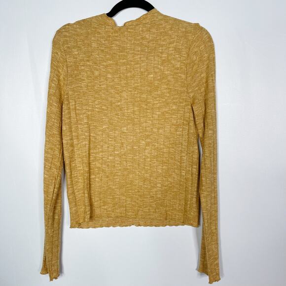 New Chance or Fate Medium Pumpkin Spice Orange Mock Neck Long Sleeve Ribbed Top - Picture 2 of 9